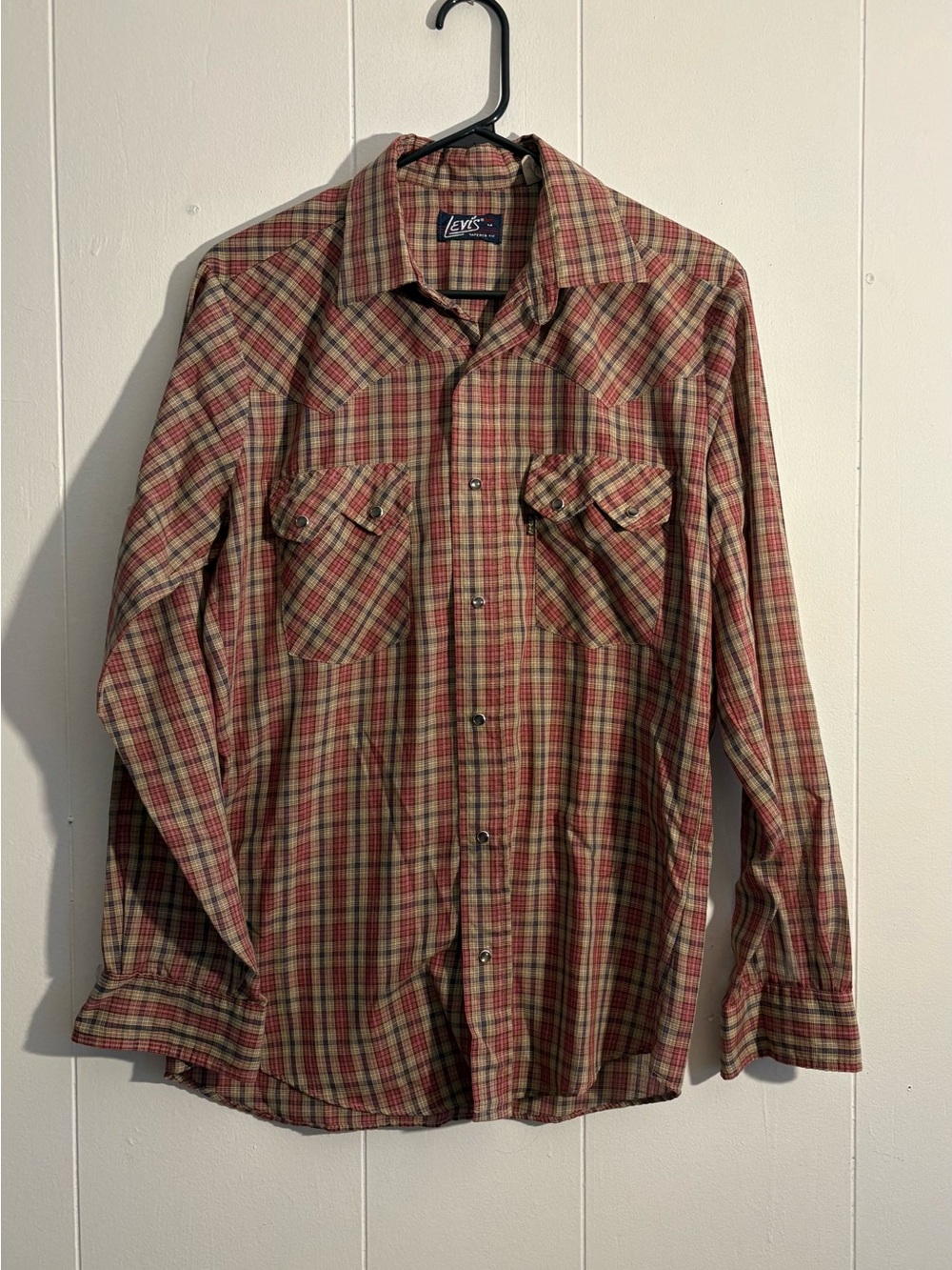 Levi's Red and Green Plaid Button-Down Western Shirt